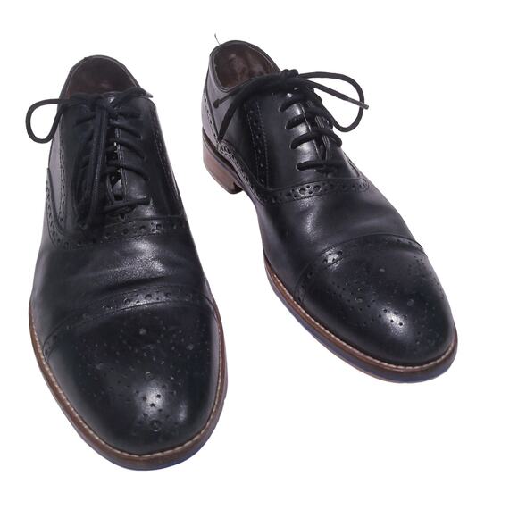 Johnston & Murphy Black Leather Cap Toe Oxford Shoes main image 9